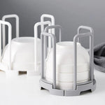 organisateur vaisselle assiettes bols gris blanc moderne rétractable rangement cuisine égouttoir tasses