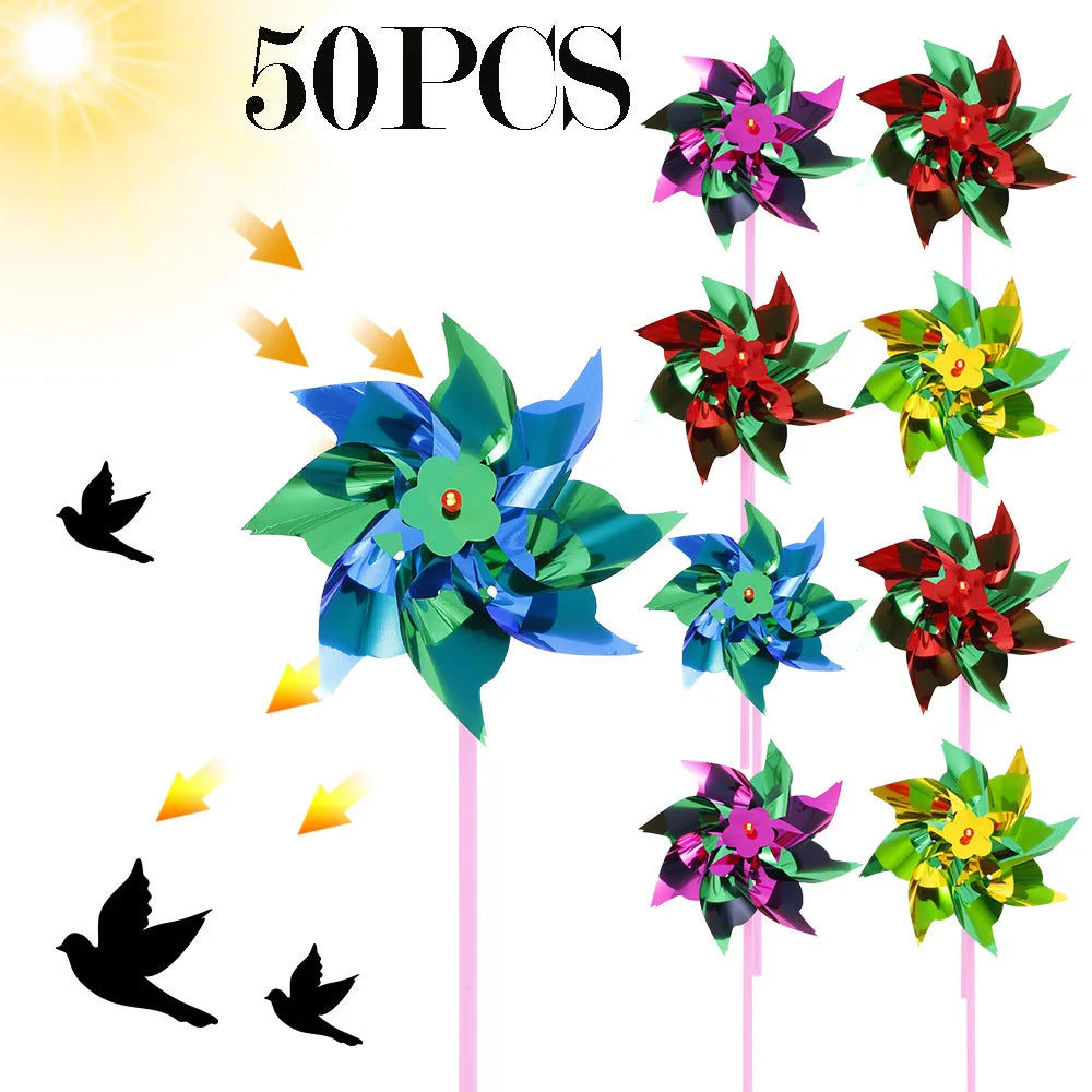 pinwheels multicolores effet métallique bâtons rose jouet enfant décoratif extérieur set 50 pièces