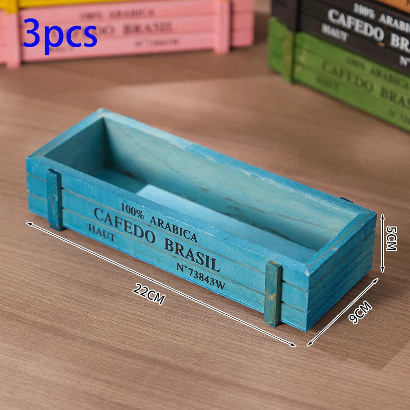 bacs fleurs bois vintage rectangulaires gravures artificielles marron clair