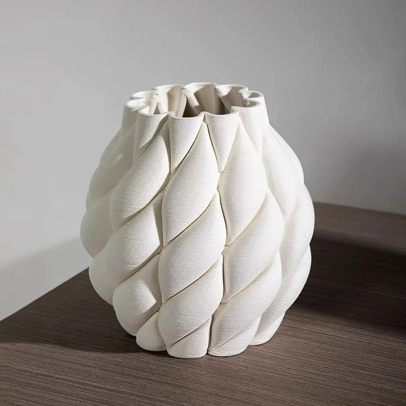 vases céramique modernes blanc texturés motifs géométriques décoration intérieure table living room