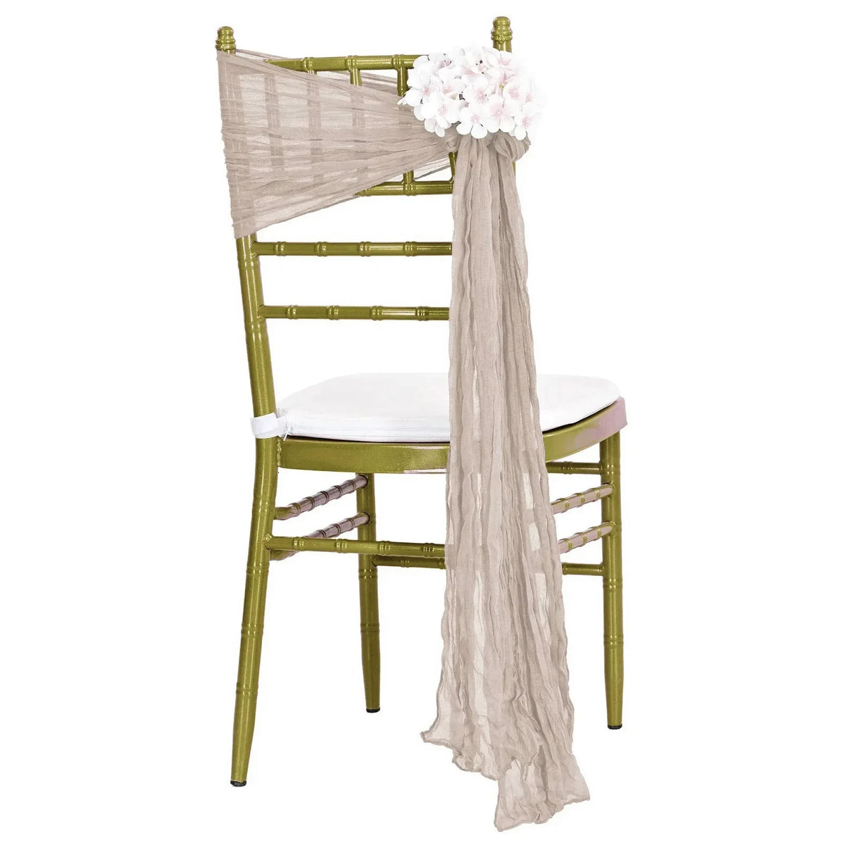 rubans chaise crêpés vert bleu marron adhésifs mariage décoration événement simples