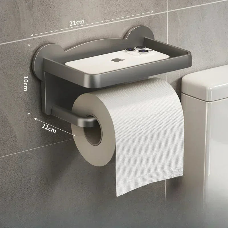 porte serviettes multifonctionnel gris moderne porte papiers rangement téléphone salle bain auto collant