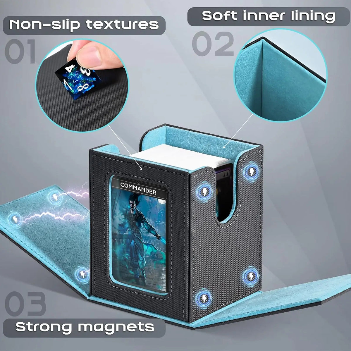 boîte cartes cuir moderne noir rose respectueux environnement rechargeable organisateur jeux