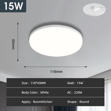 plafonnier led rond blanc moderne lampe plat minimaliste salon cuisine chambre