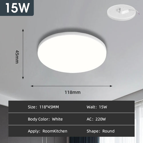 plafonnier led rond blanc moderne lampe plat minimaliste salon cuisine chambre