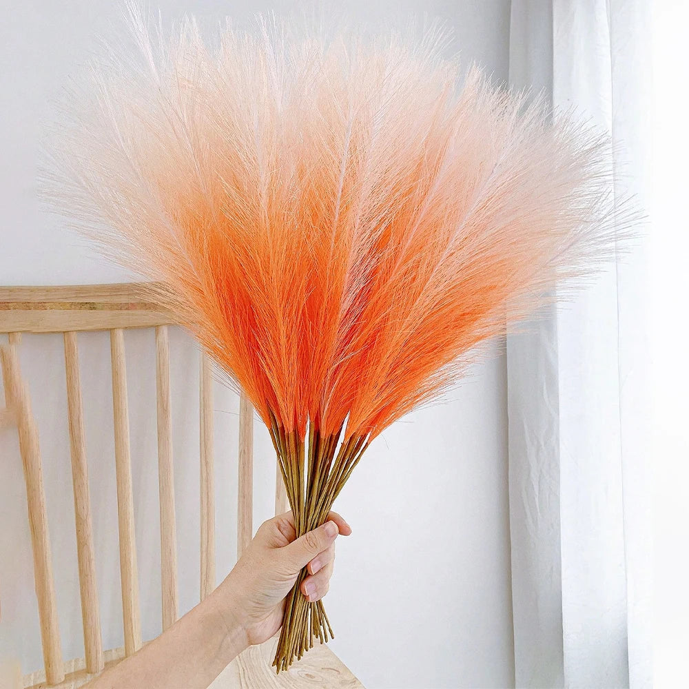 décoration intérieure plumes artificielles orange modernes élégantes 10 pièces soie