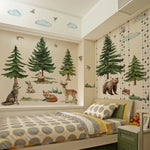 sticker mural forêt animaux aquarelle enfants chambre décoration écologique résistant eau