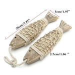 poisson décoratif bois brut marin rustique filet pêche suspension naturelle cadeau