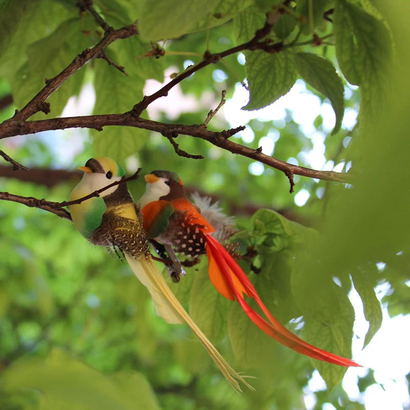 décoration noël oiseaux réalistes bleu vert orange plumage adhésifextérieur ornement jardin