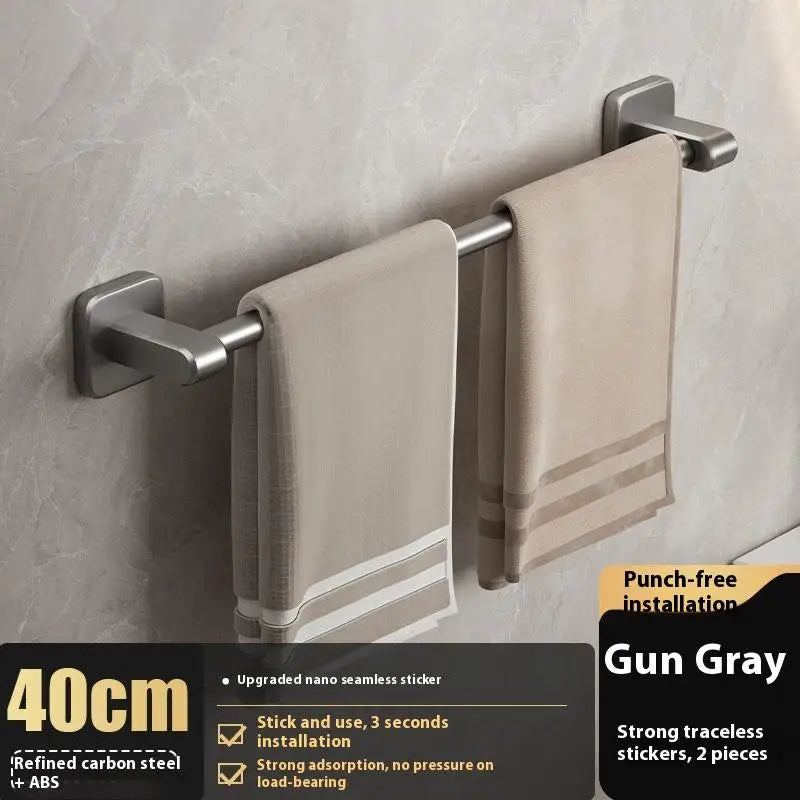 porte serviettes mural gris métallisé moderne fixé autocollant lisse réutilisable ab