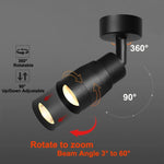 projecteur led spot aluminium moderne zoomable noir blanc réglable cuisine chambre