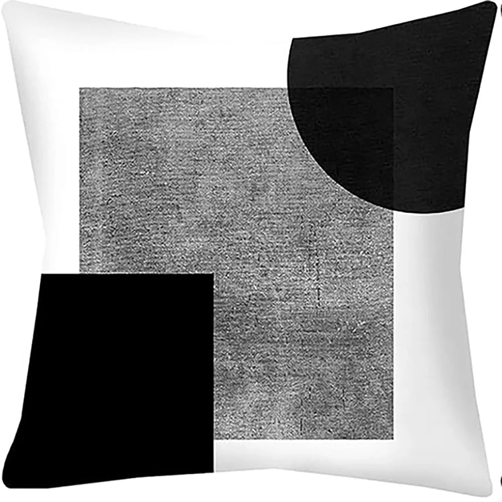 taies d'oreiller géométriques noires blanches moderne polyester housses coussins zipper chambre maison