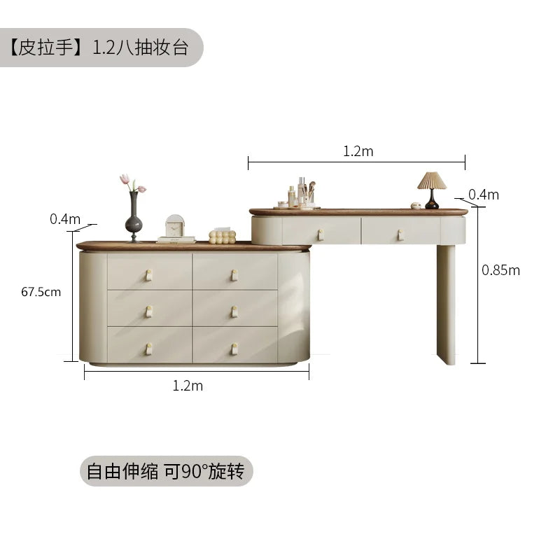 maquillage moderne plateau bois tabouret miroir rond horloge boîte bijoux