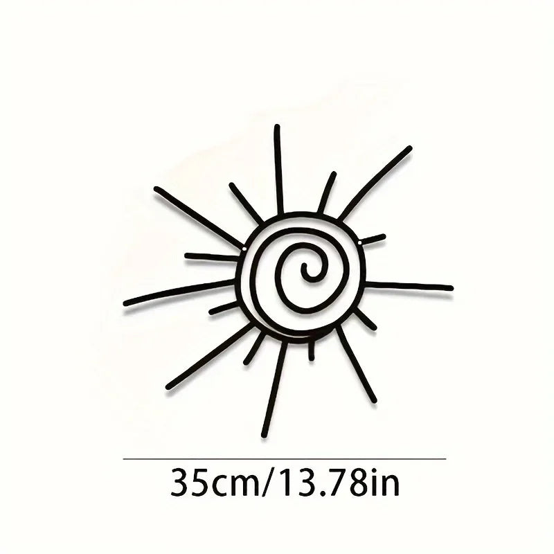 décoration murale moderne soleil noir rayons spirale métal minimaliste intérieur extérieur durable chic fixe