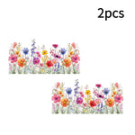sticker mural fleurs sauvages aquarelle multicolore semi transparent 30x60cm decoration fenetre champetre floral artistique