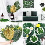 feuilles artificielles tropicales vert doré décoration moderne mariage anniversaire extérieur verte naturelle ludaua hawaïen