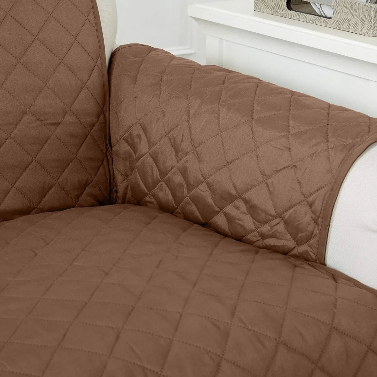 housse canapé marron quiltée réversible anti dérapante 100 polyestère moderne