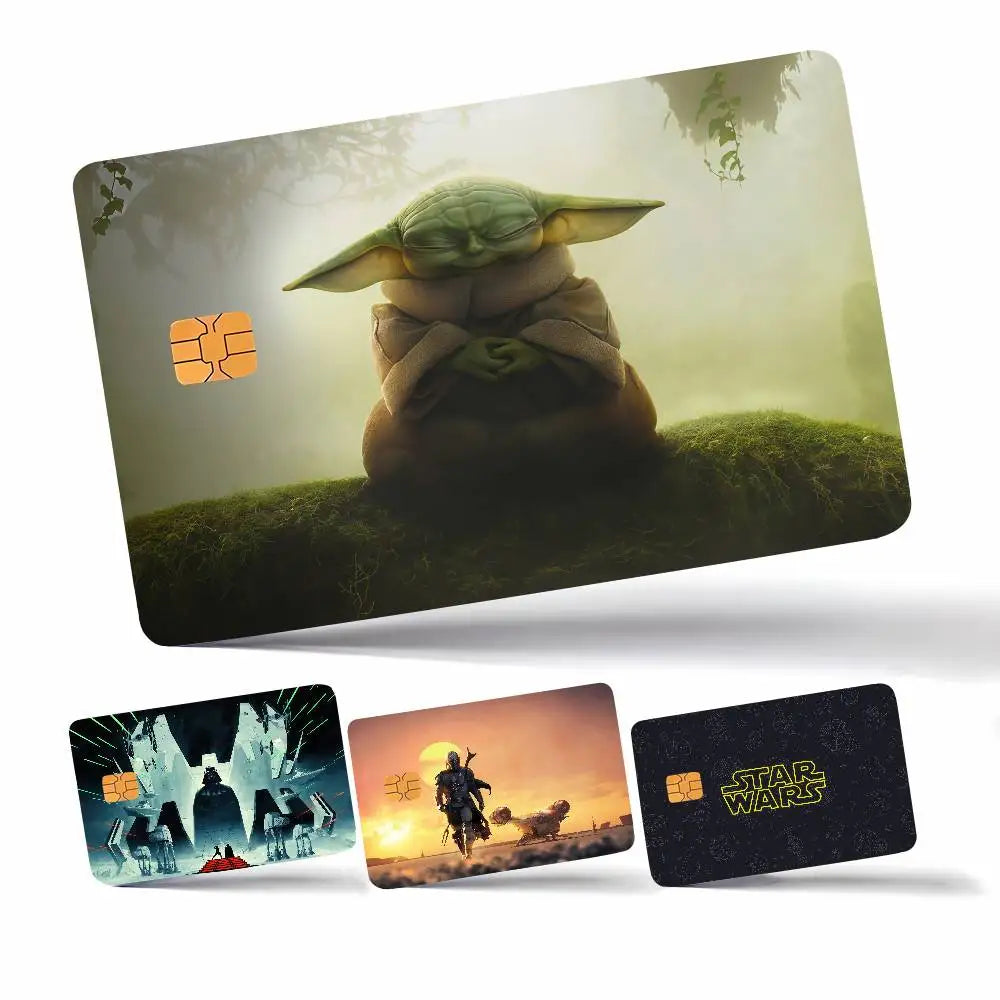 autocollants carte bancaire star wars images films vert beige noir orange bleu blanc adhésifs