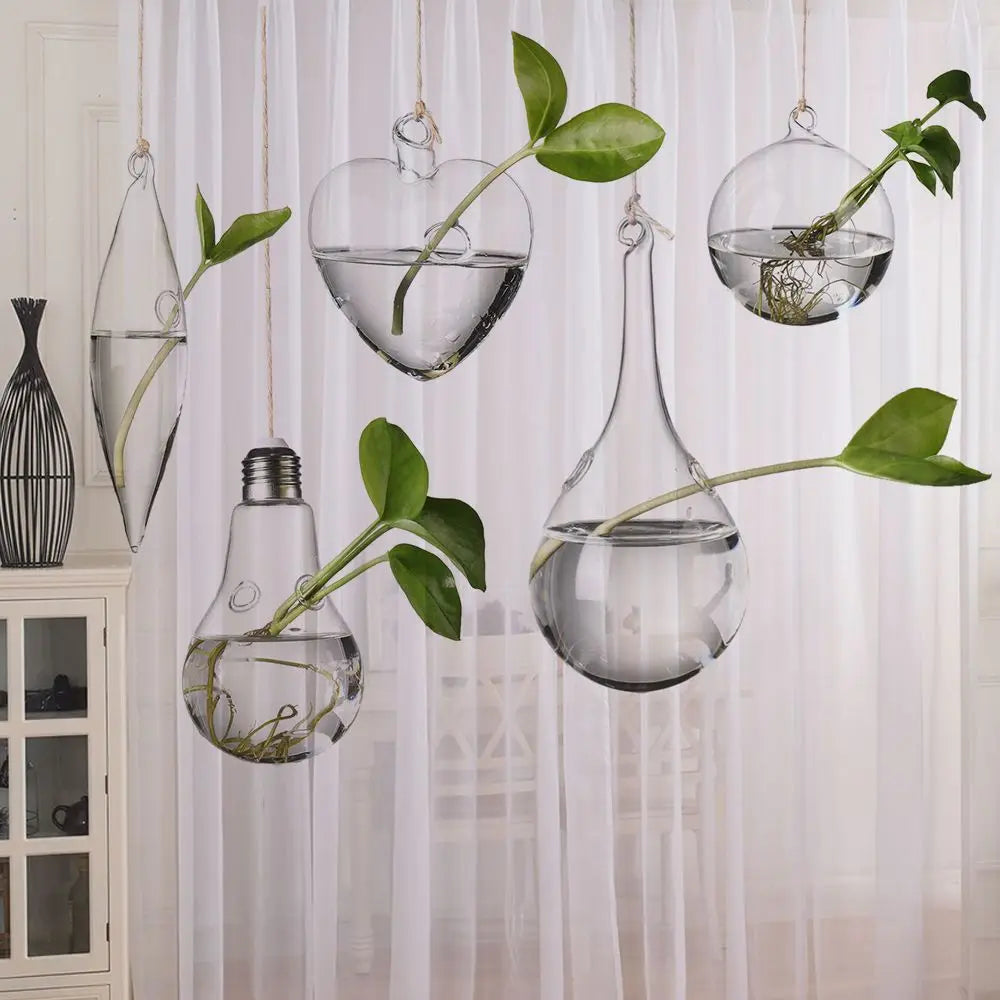Vases suspendus transparents modernes verre forme gourde cloche oiseau ampoule anges cœur goutte d'eau