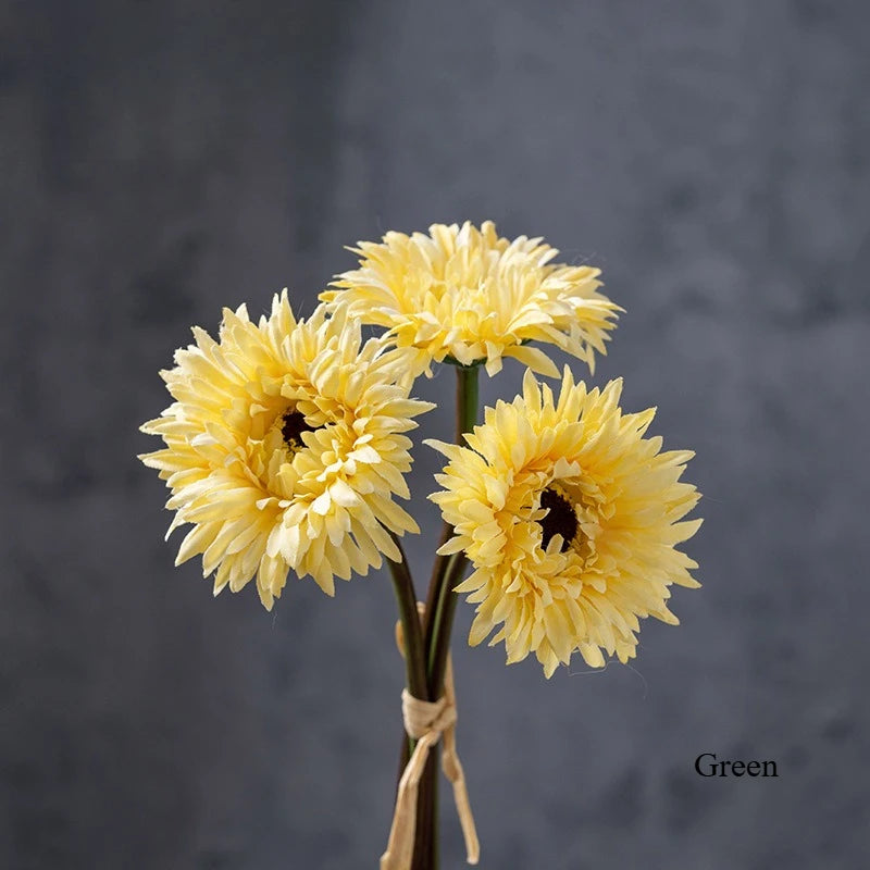 Bouquet artificiel gerbera blanc jaune rose moderne décoration intérieure mariage anniversaire minimaliste