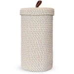 corbeille linge tissée coton blanc beige moderne rustique respectueuse environnement couvercle poignée