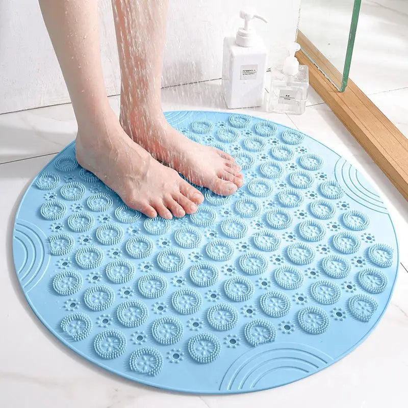 tapis bain antidérapant rose bleu rondelles floraux ventouses adhésives moderne pratique douche bain sécurité
