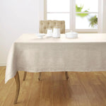 nappe lin blanc bordure festonnée table rectangulaire lavable machine simple élégant rustique minimaliste