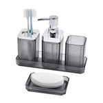 ensemble salle bain moderne porte brosse dents porte gobelet distributeur savon plateau bambou noir