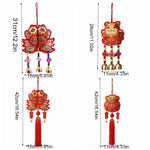 décoration murale chinoise brodée rouge or poissons clochettes rubans suspension artisanale festive