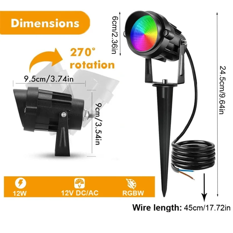projecteur led noir moderne ip65 270deg rotation éclairage extérieur 12v 249lm 11w
