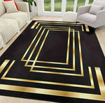 tapis moderne géométrique noir lignes or salon chambre extérieur 160cm 120cm polyester polypropylène aubusson
