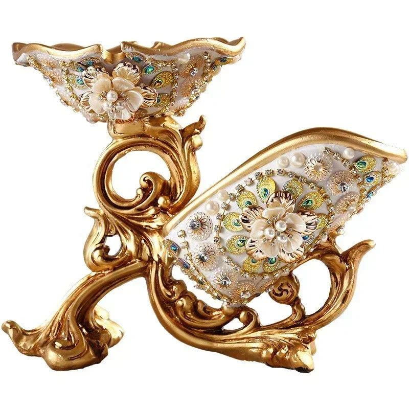 support verres bouteille vin or blanc motifs floraux baroque strass moderne