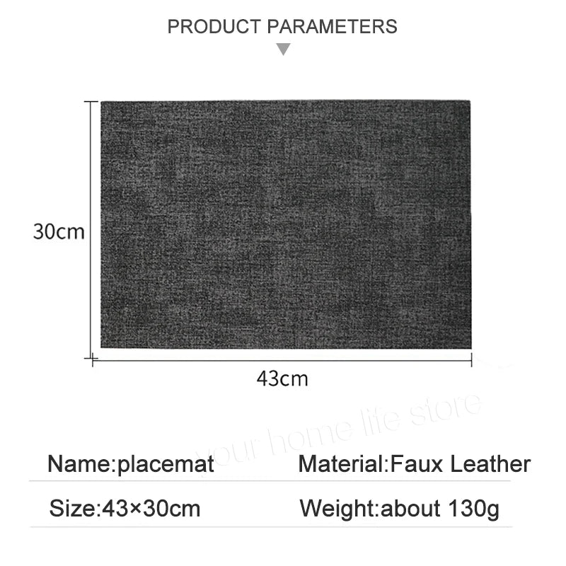 Détail du matériau simili cuir imperméable des sets de table