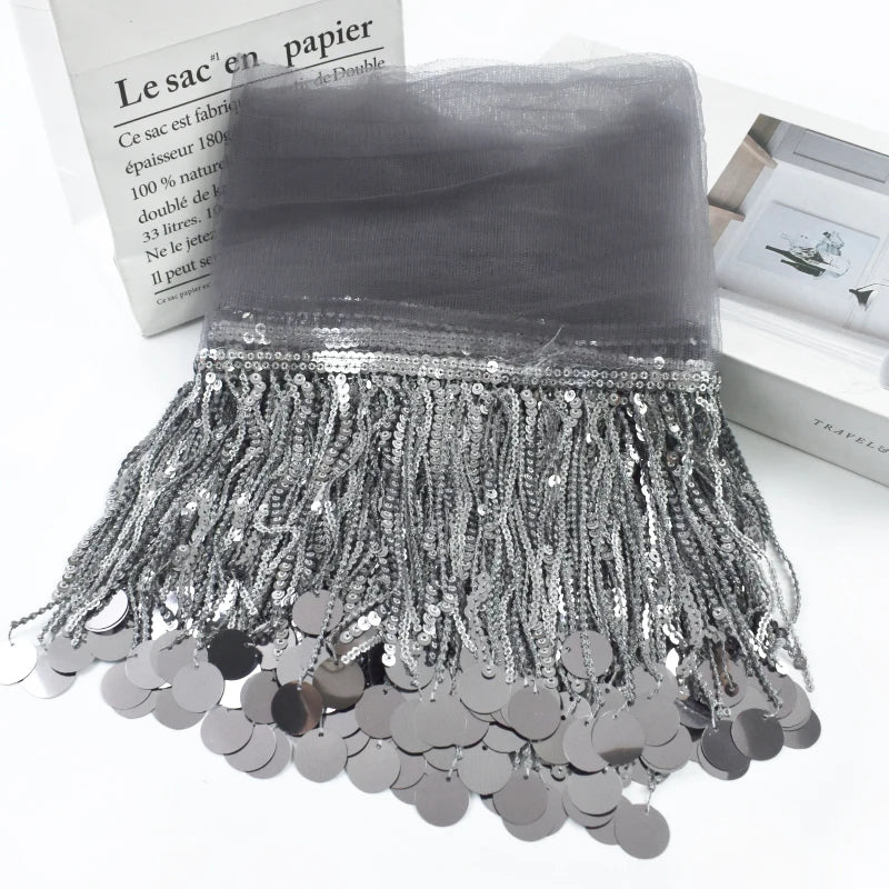 ruban franges sequins noir or argent champagne couture tissu élégant fêtes decoration