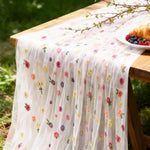 nappe transparent tulle fleurs brodées table manger décoration champêtre pâques fête couleurs variées