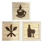 tableaux decoratifs rustiques motifs alimentaires animaux fermiers fond bois texturé blanc cassé noir chêneclair
