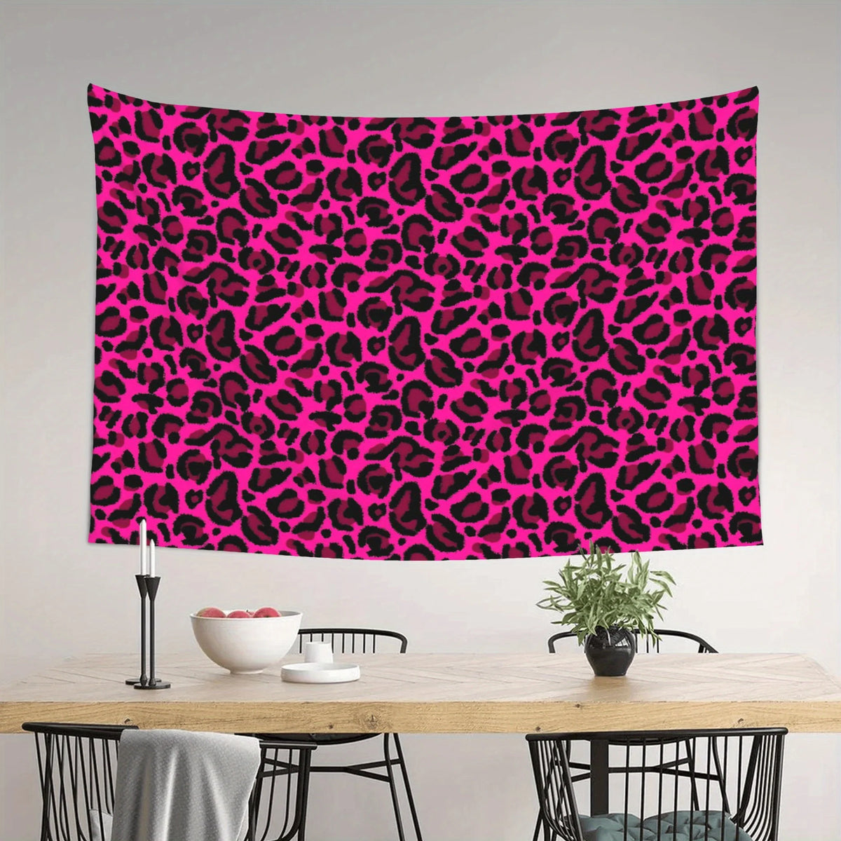 tapisserie imprimée léopard rose moderne salon chambre décoration murale polyestère lavable