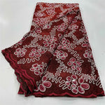 tissu brodé dentelle polyester paillettes fleurs vert violet rouge bleu mariage festive