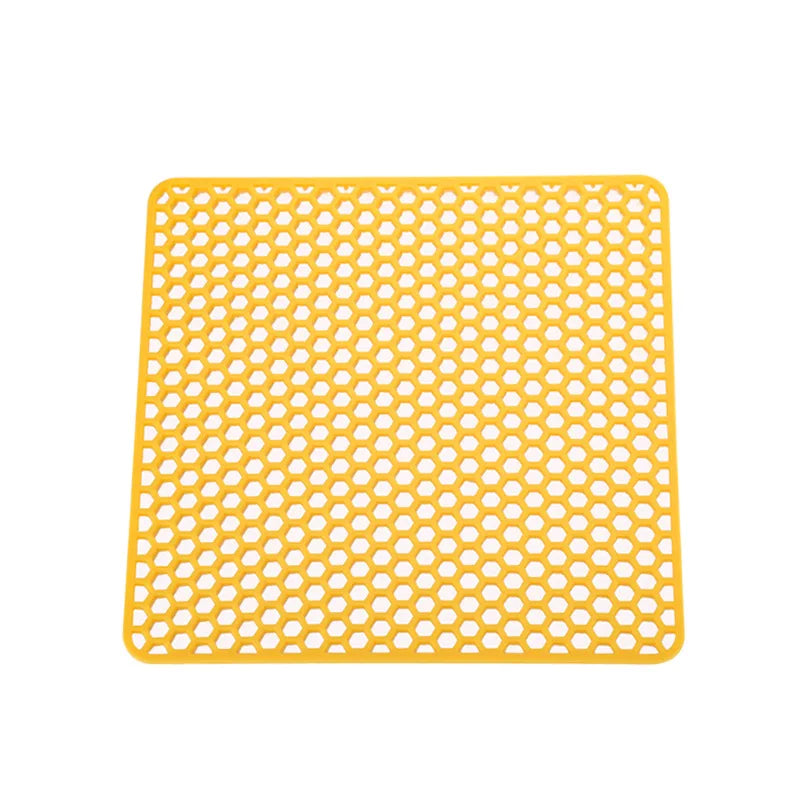 tapis protection anti chaleur silicone moderne noir jaune violet grille hexagonale