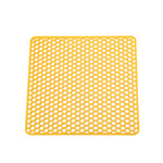 tapis protection anti chaleur silicone moderne noir jaune violet grille hexagonale