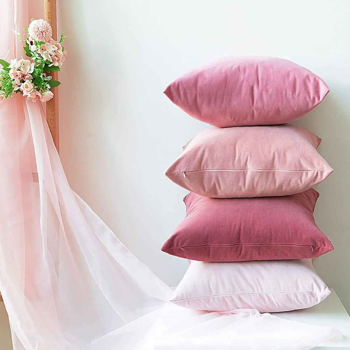 housse coussin violet velours doux décoration canapé chambre lit moderne unis 30x50cm 45x45cm