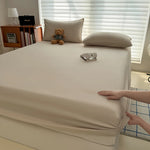 housse lit drap housse matelas beige clair uni satiné élastique moderne lit double