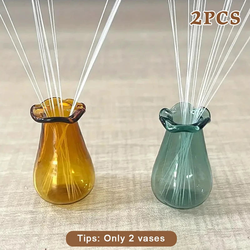 vases miniatures verre transparent bordure ondulée couleurs violet rose jaune vert blanc moderne minimalisteDecorationintérieur