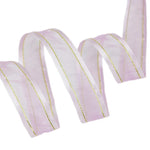 ruban polyester double face rayures dorées fond uni semi transparent festif noir rose bleu