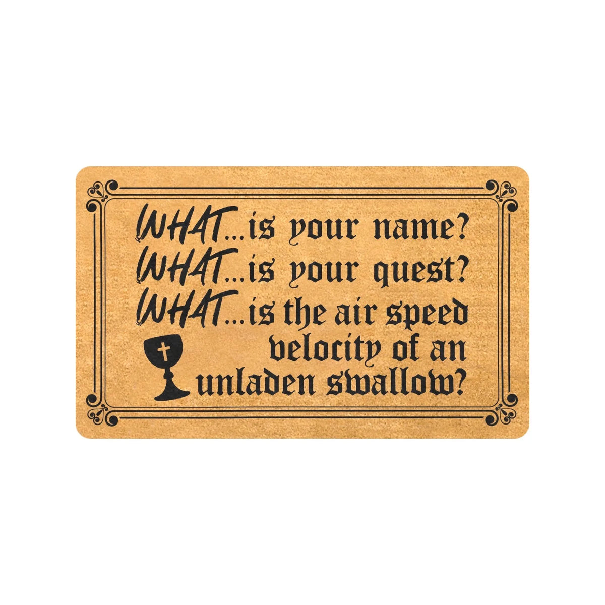 tapis d'entrée marron clair imprimé lettres noires symbolique religieux antidérapant résistant corrosionextérieur