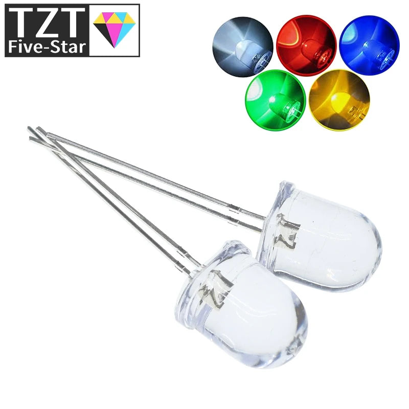 ampoule led transparente 10mm ronde couleurs moderne ultra lumineuse