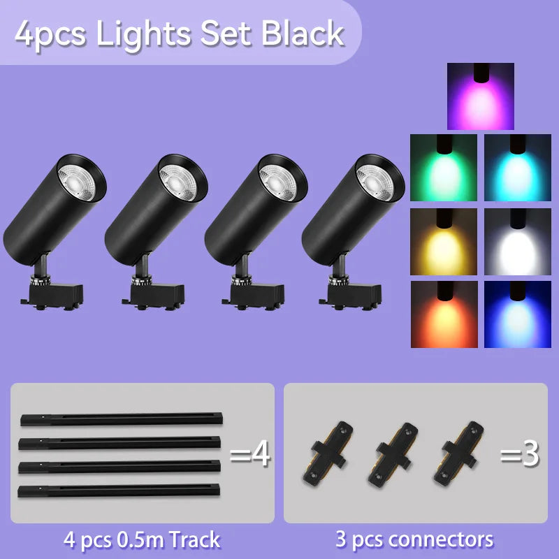 spot lumineux led rvb moderne noir toucher rail 220v flux lumineux variable certifié rohs