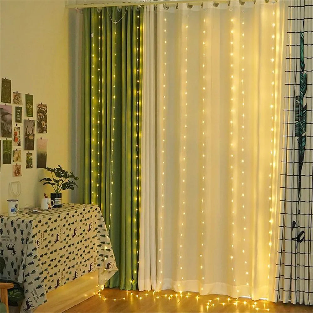 rideau lumineux led décoration intérieur guirlande noël mariage intérieur blanc chaud télécommande usb