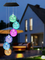 lumière solaire suspendue multicolore décorative moderne sphères ajourées patio maison