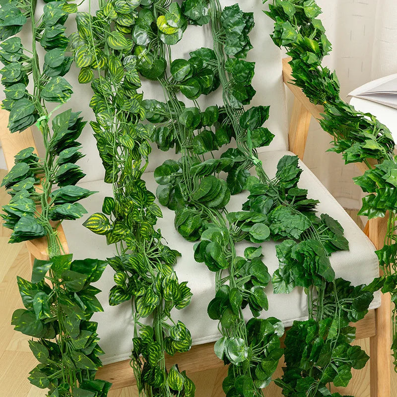guirlande artificielle feuilles vertes vigne moderne décoration extérieure maison mariage anniversaire festive